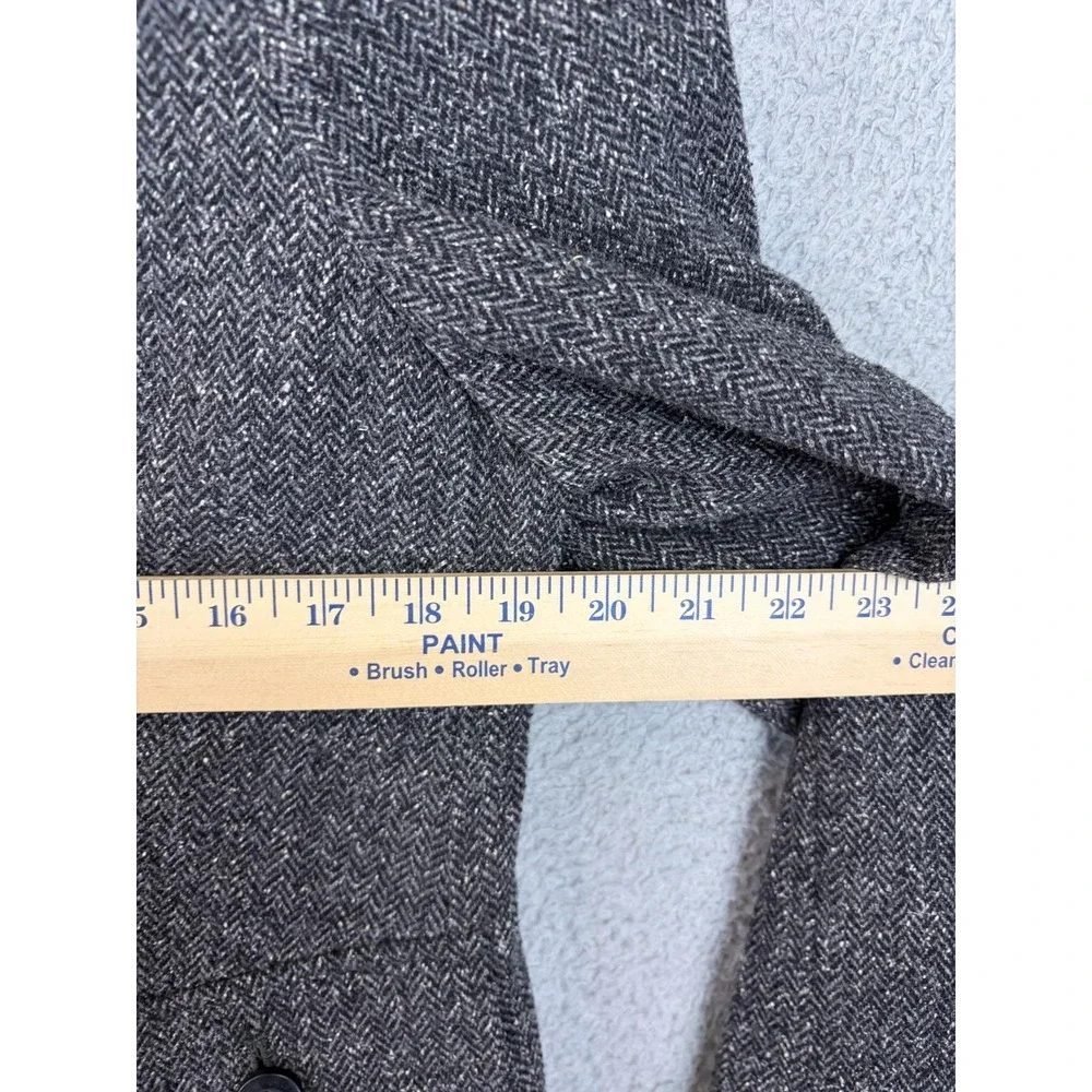 L.L. Bean Blazer Women Medium Gray Herringbone Wool Blend 3 Button Jacket Office